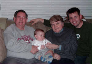 Garin with Pappa, Grandma & Daddy