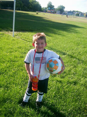 Hunter at his 1st soccer practice @ his school