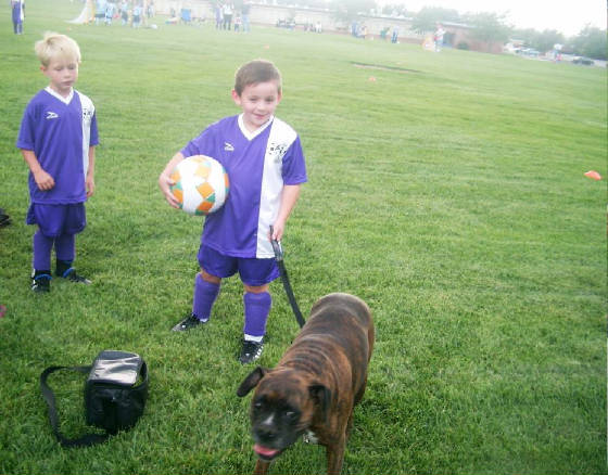 Hunter with the coach's dog