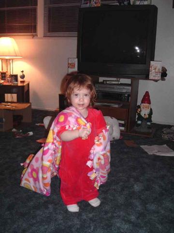 Kaelyn w/ blankie that Auntie Deb made